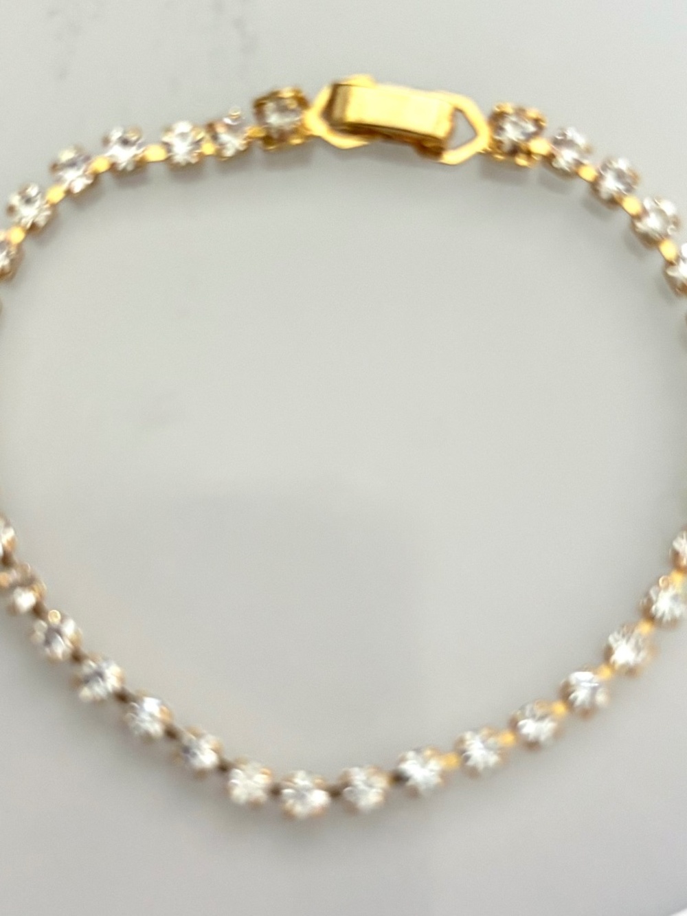 Gold Colored Rhinestone 7" Tennis Bracelet